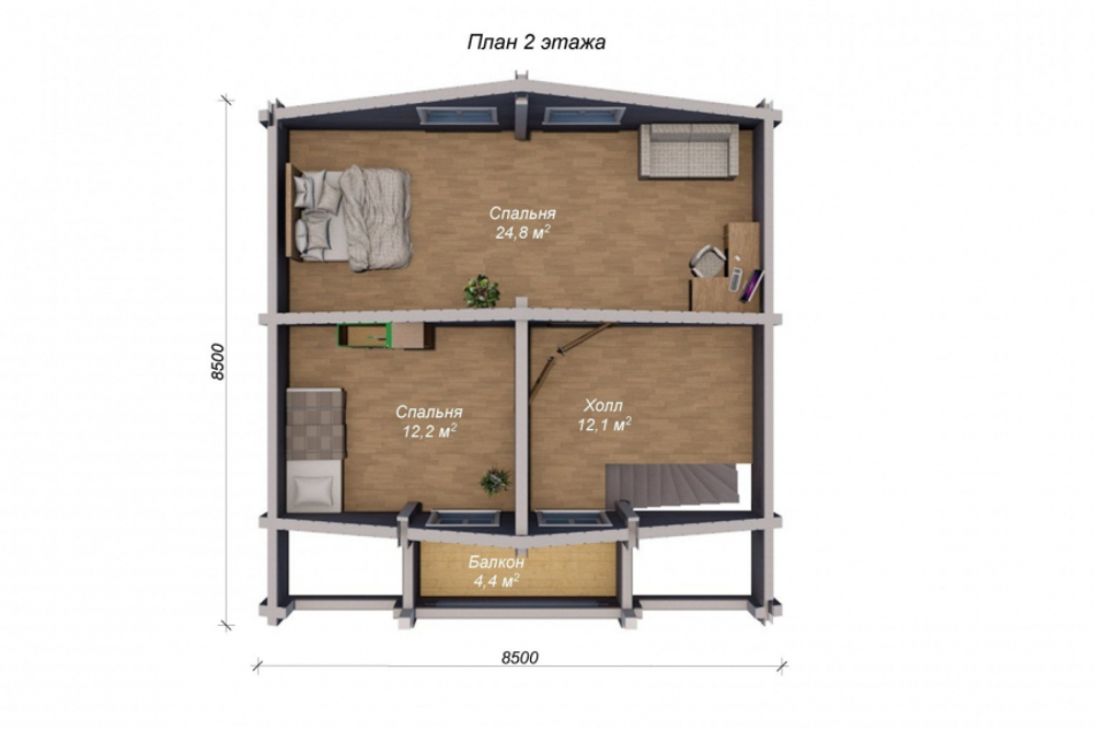 Проект Дома 72,30 кв. м из бруса Д-37