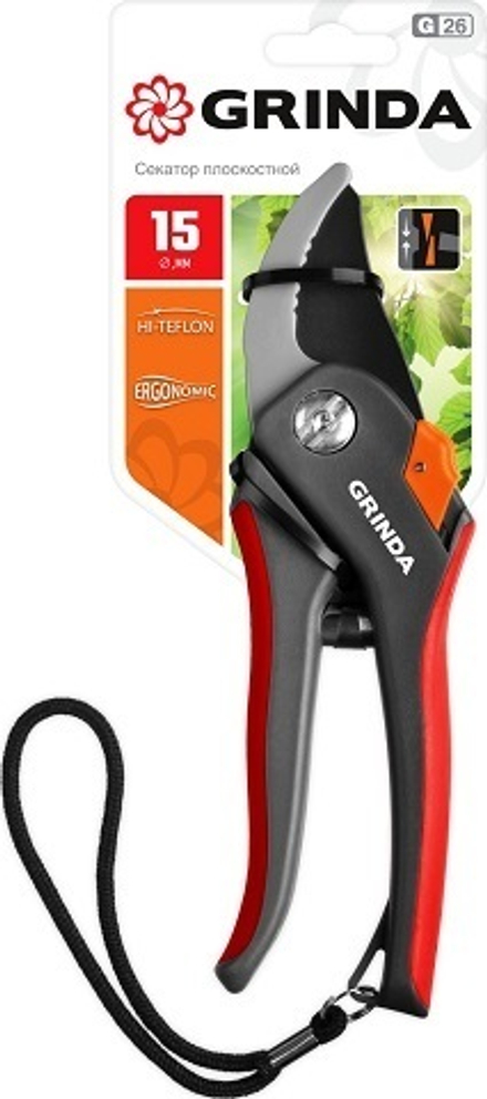 G-26 Секатор с двухкомпонентными рукоятками, плоскостной, 205 мм, GRINDA 8-423102_z02