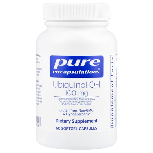 Pure Encapsulations, Убихинол QH, 100 мг, 60 мягких капсул