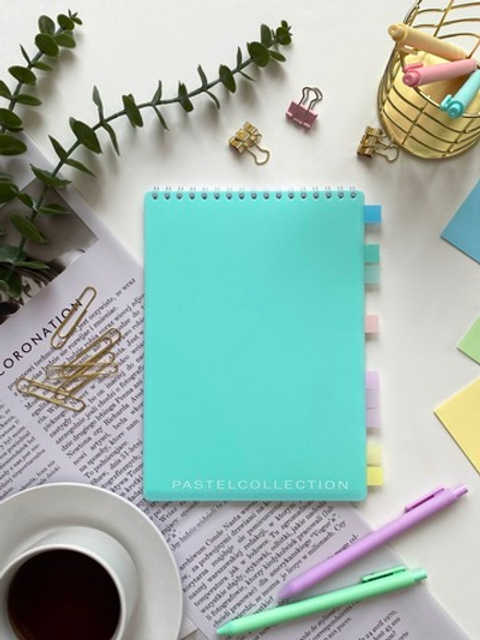 НОВИНКА! Блокнот  А5 60 л. Pastel Collection Mint, с пластиковой обложкой, на металлическом гребне