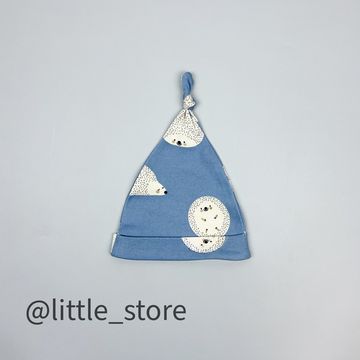 Шапочка однослойная "Ежики" пыльно-синий