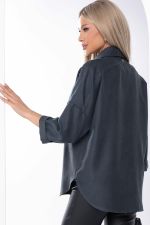 Рубашка из микровельвета (темно-серая) Б8276 LT Collection (Акция)