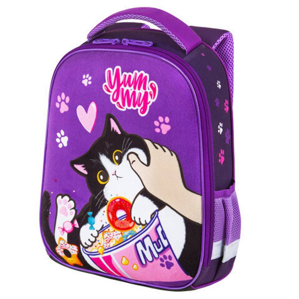 Ранец BRAUBERG KIDS START, 1 отделение, 2 кармана, "Sweet cheeks", велюровая панель, 35х26х13см, 272093