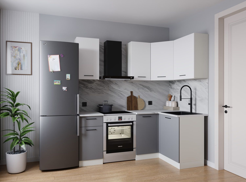 Кухонный гарнитур угловой Элеганция 2000х1200 столешница 26 мм (с отдельно стоящей плитой)