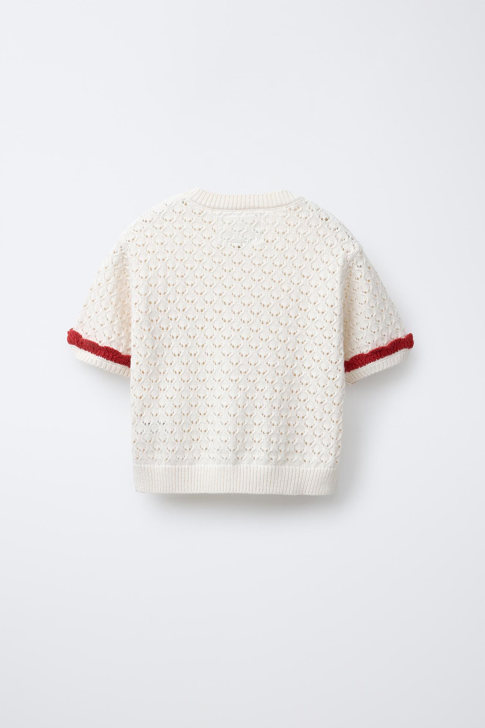 ZARA ТРИКОТАЖНЫЙ ТОП С КОНТРАСТНЫМИ ДЕТАЛЯМИ, ЭКРЮ