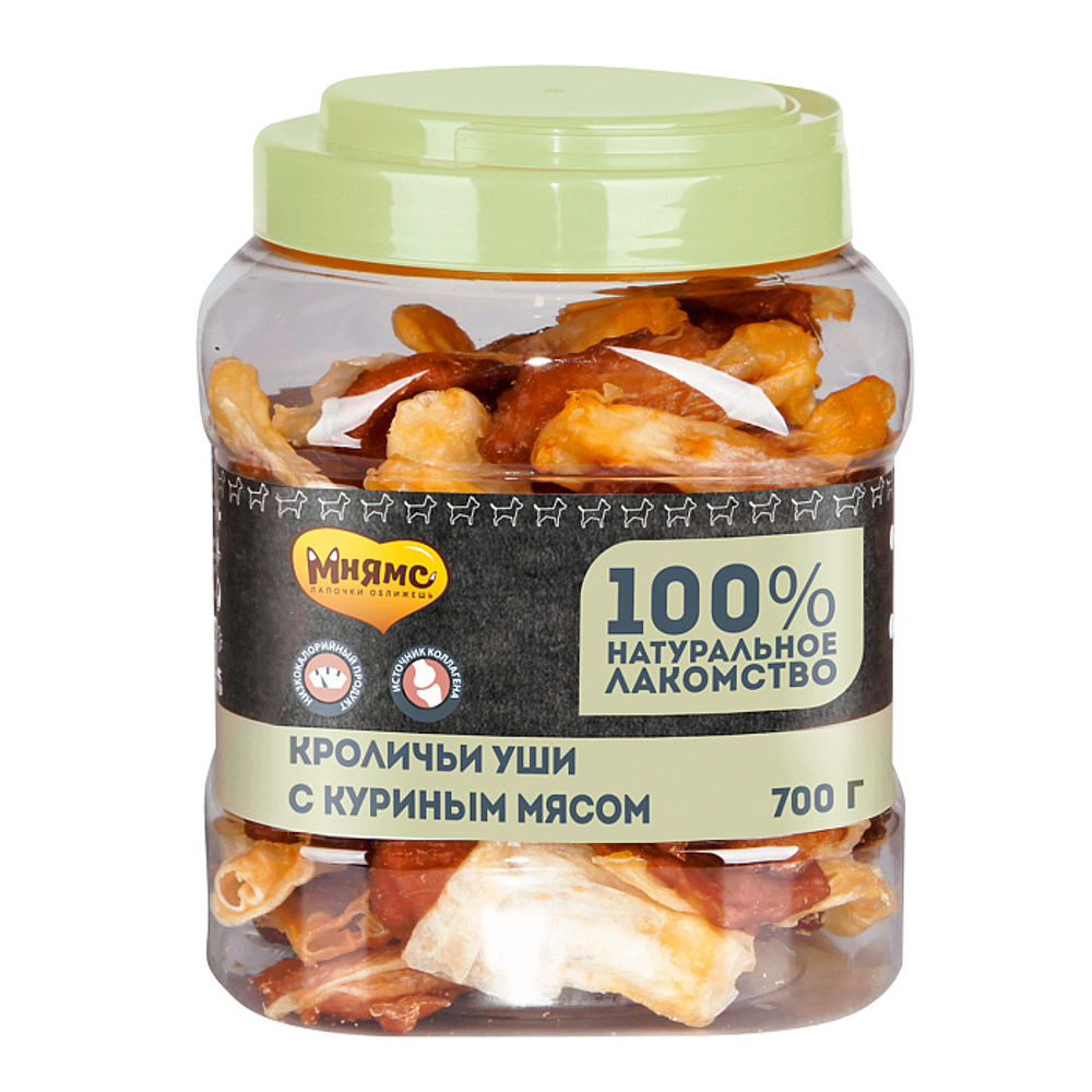 Лакомство Мнямс На каждый день для собак Кроличьи уши с куриным мясом 700 г