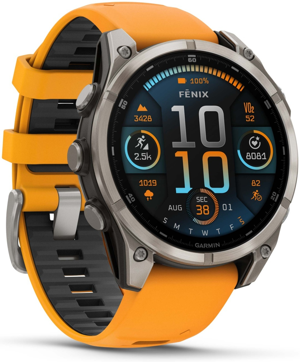 Смарт-часы Garmin Fenix 8 47 мм серебристый-оранжевый