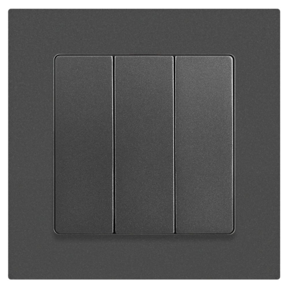 Выключатель Intro Accent 6-106-07 тройной, 10А-250В, IP20, СУ, AL/CU, графит