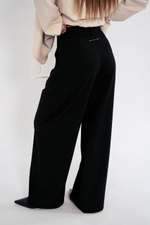 Брюки палаццо из костюмной ткани со вставкой на поясе