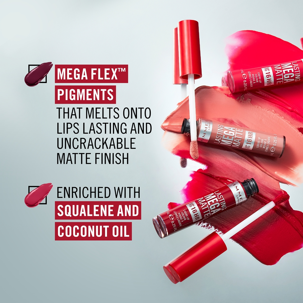 Rimmel Lasting Mega Matte - Легкая матовая помада в жидкой форме на 16 часов оттенок Pink Blink, 7 ml