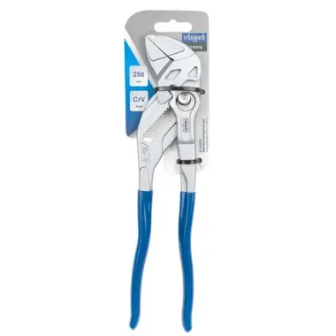 Пассатижи переставные сантехнические с кнопкой фиксации и плоским параллельным захватом Cr-V 250мм, на блистере Scheppach Sch-613Q250