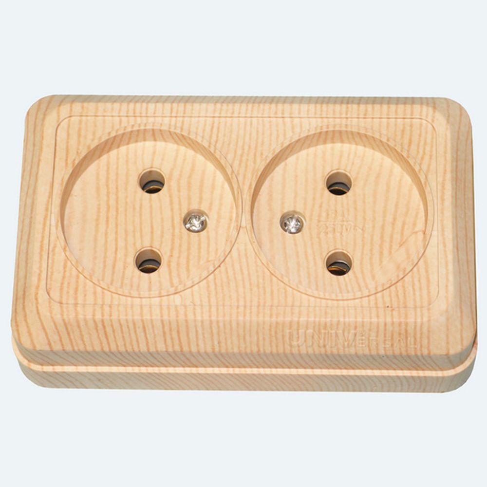 Розетка UNIVersal Олимп СОСНА 2-местная о/п б/з 16А 250В