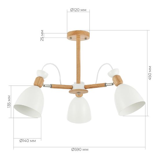 SLE103802-03 Светильник потолочный Светлое дерево, Белый/Белый E27 3*60W BALCAMO