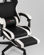 Кресло спортивное TopChairs Prophet с оттоманкой черно-белый