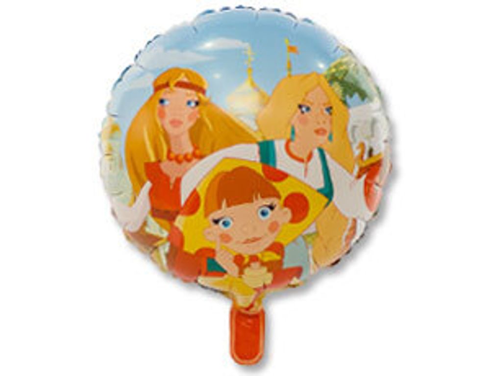 Шар (18"/46 см) Круг, Три Богатыря