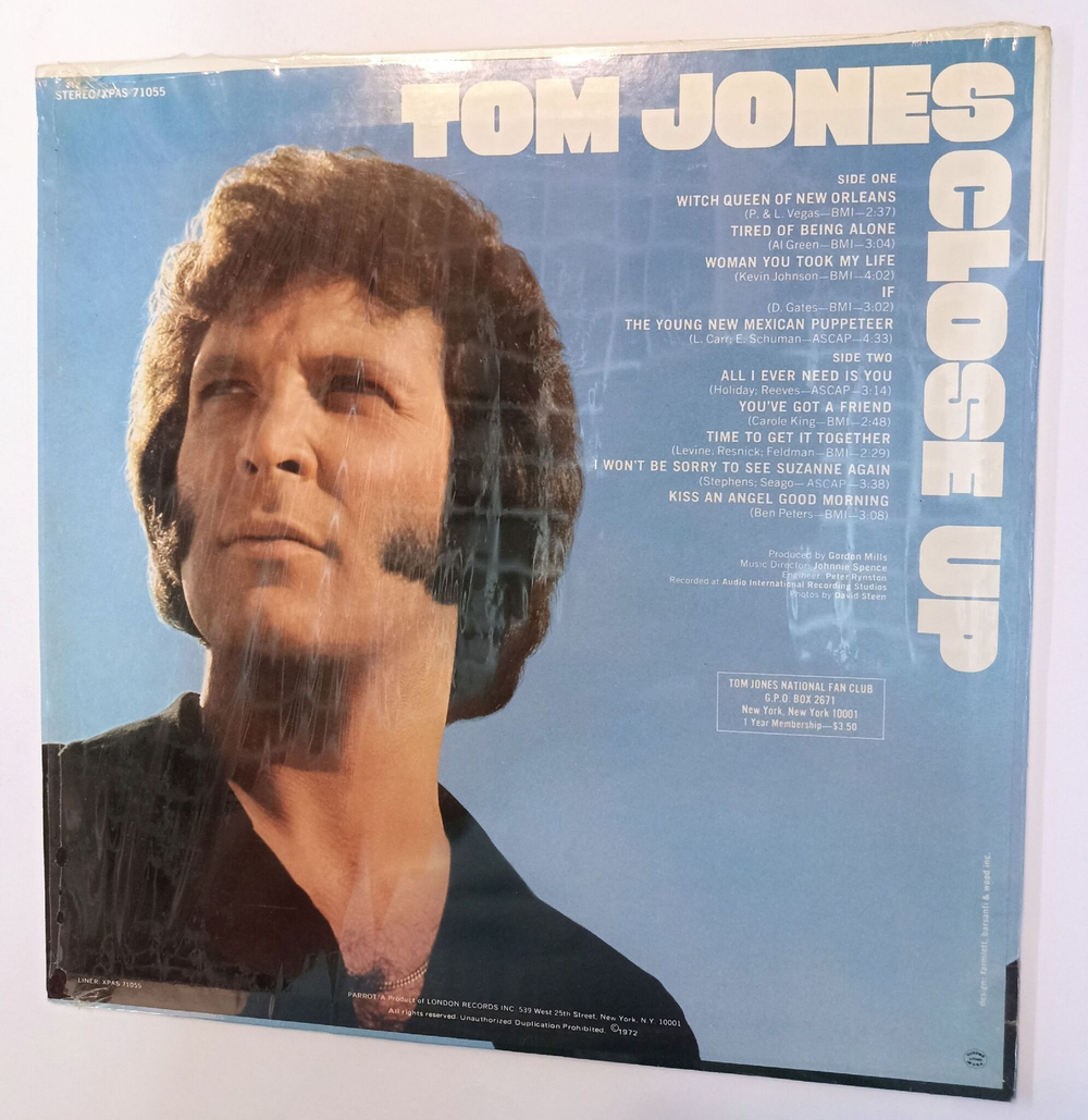 Винтажная виниловая пластинка LP Tom Jones Close Up (USA 1972)
