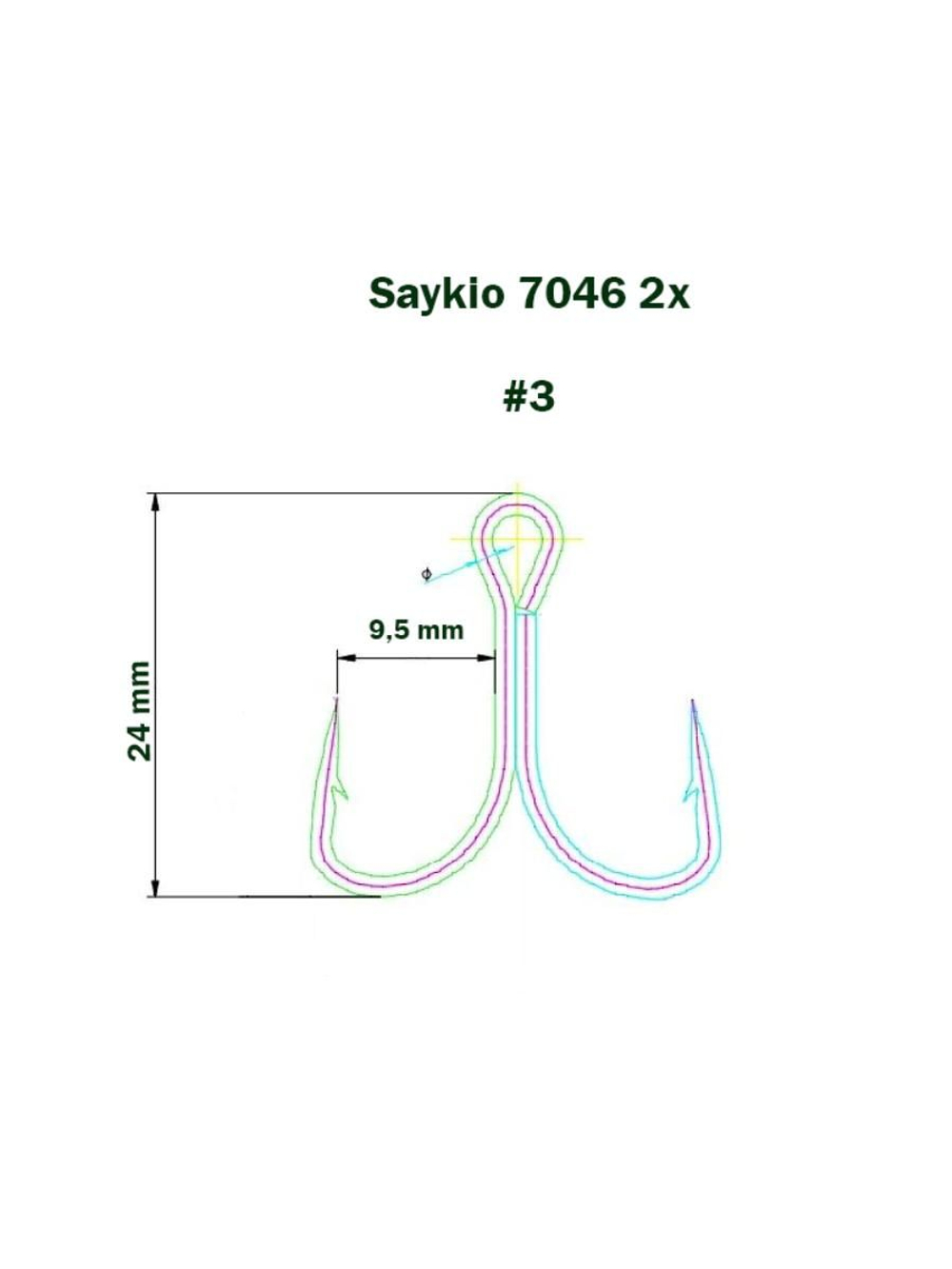 Крючки рыболовные Saikyo 7046BN 2X № 3 (5шт) тройник