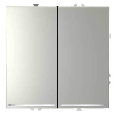 Проходной переключатель встраиваемый VOLTUM S70 двухклавишный с подсветкой 10А, (сталь)