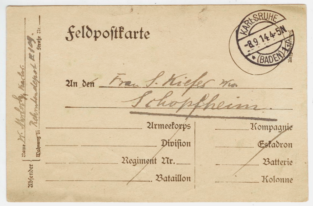 Почтовая карточка - Германия - 1914 г. Подписана, прошла почту