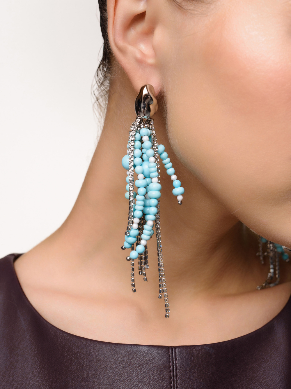 Серьги "Bunch shine" с турквенитом Silver