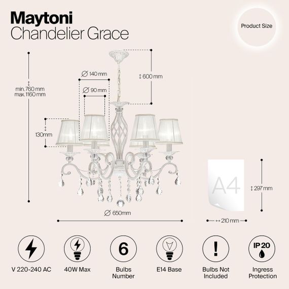 Подвесная люстра Maytoni Grace ARM247-06-G