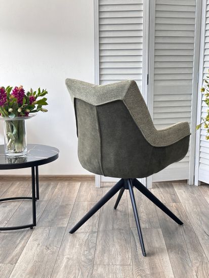 Стул PONTUS 360 град. поворот. KN01-15 Олива/ BZ1046-18 Темно-зеленый/ Черный