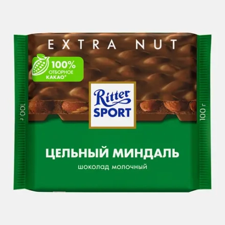 Шоколад Молочный Цельный миндаль Ritter Sport 100г