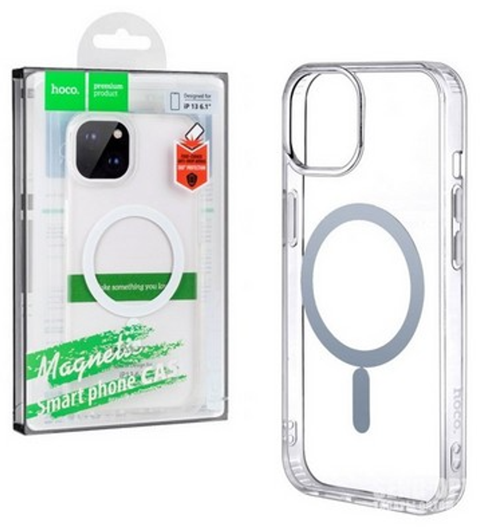 Чехол-накладка Hoco Magnetic Series TPU для iPhone 15 Plus силиконовый (прозрачный)