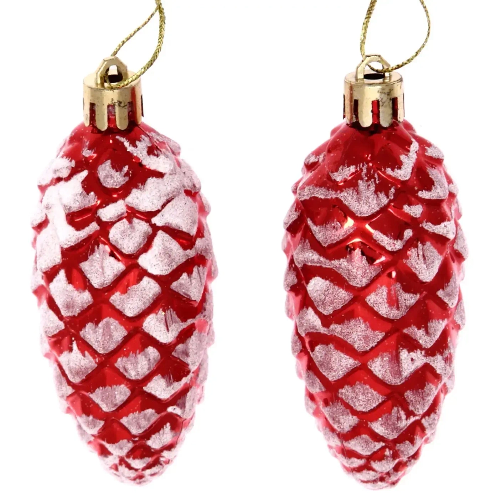 Ёлочные игрушки «Таинственное очарование» Шишки 9 см (набор 2шт), красный