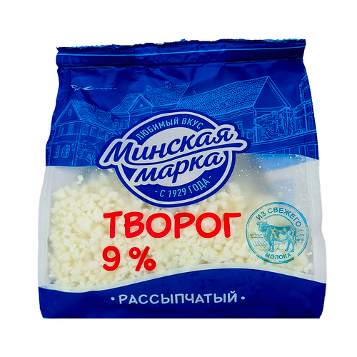 Творог Минская марка рассыпчатый 9% 350г пакет