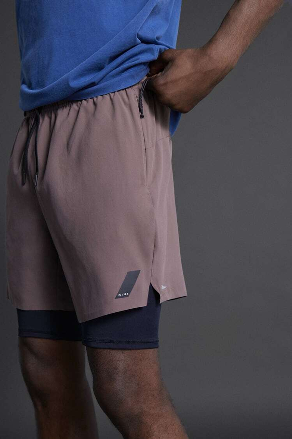 ZARA СПОРТИВНЫЕ ШОРТЫ 2-В-1, СВЕТЛО-ГРАНАТОВЫЙ