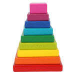 Развивающая игрушка деревянная Пирамидка сортер квадрат основание + 8 слоев, коробка C-41691