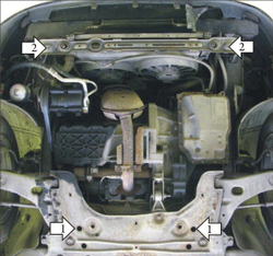 Защита картера Двигателя, КПП. 2 мм, Сталь. для Ford Focus 1998-2004 MOTODOR.00708