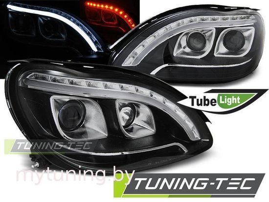 Передние фары daylight black для Mercedes S W220