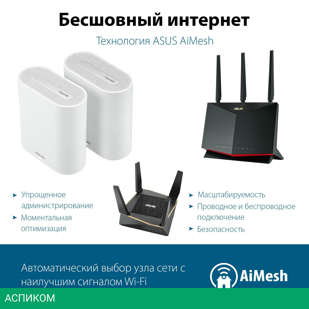 Роутер Asus EBM68 белый 2pk (90IG07V0-MO3A40)