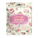 Губка-салфетка ГОЛУБУШКА "Супервпитывающая" 15х15см, 3 шт целлюлоза