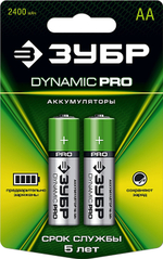 Аккумулятор ЗУБР DYNAMIC PRO 1.2В АА-2400мАч Ni-Mh, 2шт.