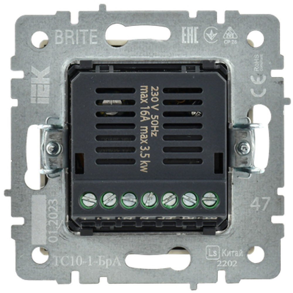BRITE Термостат электронный с индикацией ТС10-1-БрА алюминий IEK