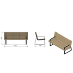 Скамья парковая PO-1800, 1800*801*940 мм., со спинкой и подлокотниками