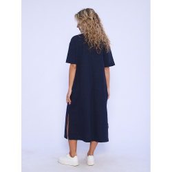 Платье трикотажное футболка с разрезами миди 116-од/синий-меланж