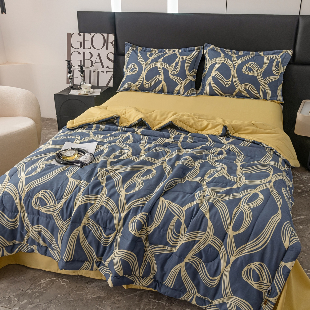 Комплект постельного белья Сатин с Одеялом 100% хлопок 160x80 на резинке OBR134