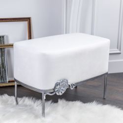 Банкетка Monstera Deliciosa (Монстера) Белая Античное серебро