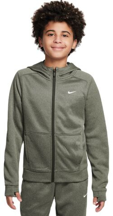 Кофта для мальчика теннисная Nike Therma-FIT Full-Zip Hoodie - зеленый