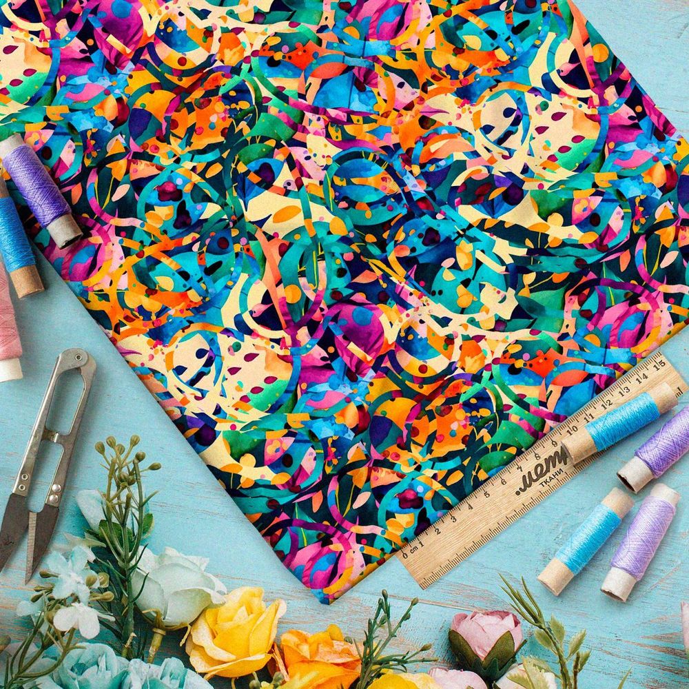 Ткань премиум Оксфорд 600D карнавал абстракции