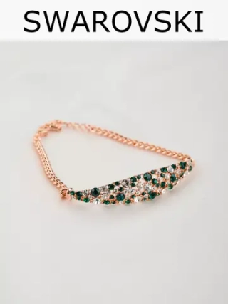 Браслет Россыпь из зеленых камней Swarovski