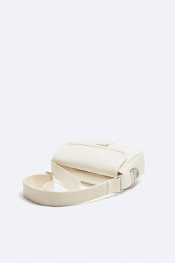 ZARA ХОЛЩОВАЯ СУМКА С ПРЯЖКОЙ, ЭКРЮ