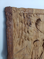 Картина- Панно Медведица резная из дуба 30*28 см