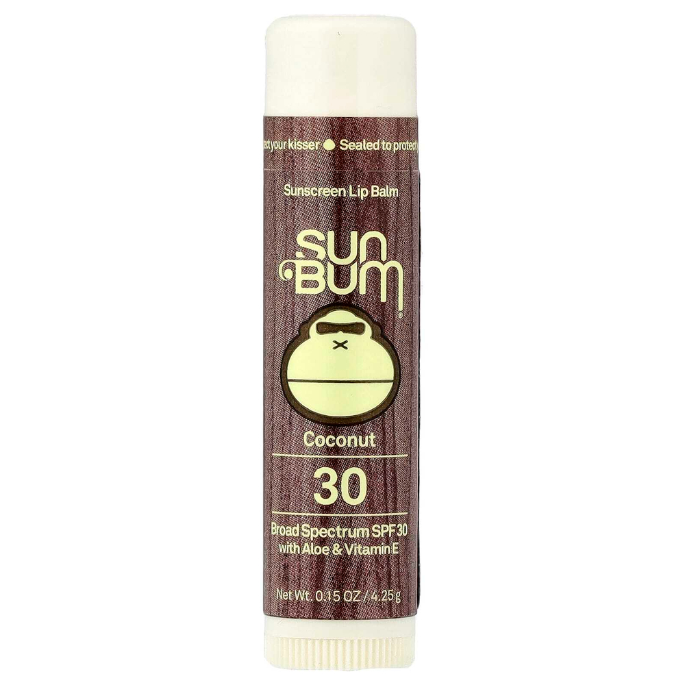 Sun Bum, Солнцезащитный бальзам для губ, SPF 30, кокос, 4,25 г (0,15 унции)