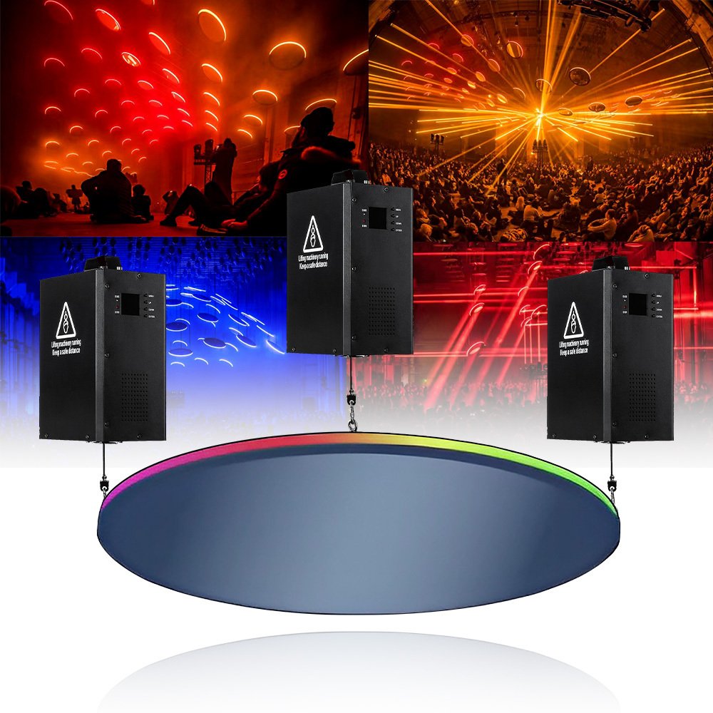 Кинетическое зеркало с подсветкой, на 3-х лебедках — 114 RGB SMD DMX512
