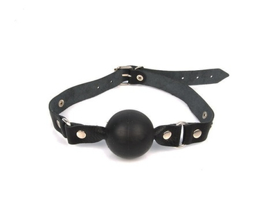 Кляп Notabu BDSM с кожаным ремешком черный 4 см